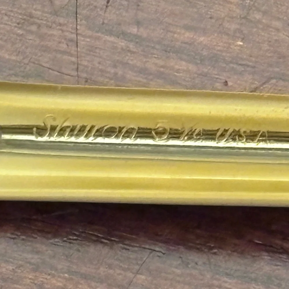 Vintage Shuron‎ Cat Eye FRAMES 5 1/4 US Grey Aluminum Brow Rhinestone Amber 50s